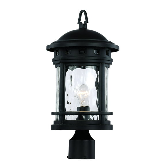 Trans Globe Lighting Imports 40373 BK Transitional One Light Postmount Lantern from Boardwalk Collection in Black Finish, 9.00 inches