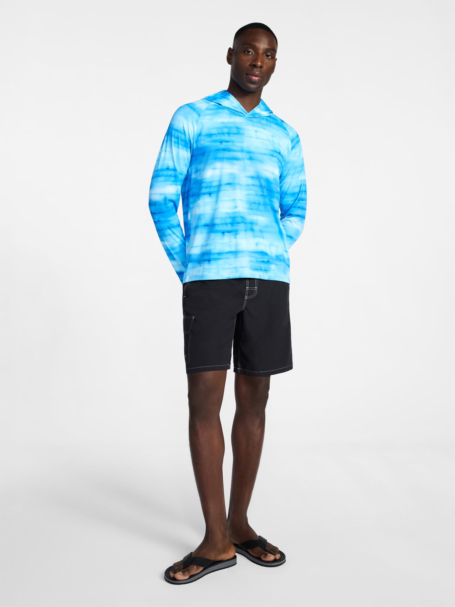 George Men's and Big Men's Hooded Sun Shirt with Long Sleeves, UPF 50+, Sizes S-3XL
