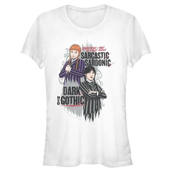 Juniors Wednesday Sarcastic and Dark Duo T Shirt