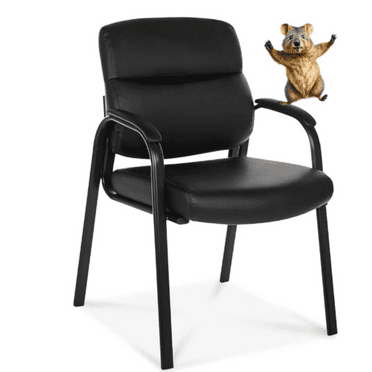 Leather Guest Chair with Padde Arms, Reception Meeting Conference Waiting Room Lobby Home Desk Big an Tall Executive Office Chair, Black (1 Pack)