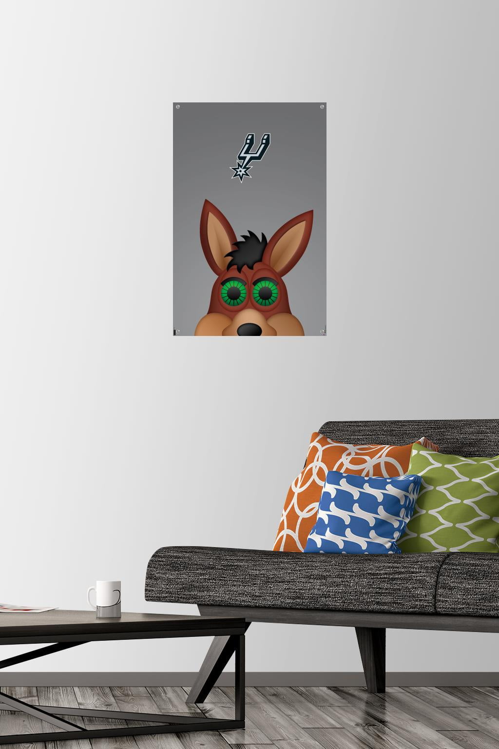 NBA San Antonio Spurs - S. Preston Mascot Coyote Wall Poster with Pushpins, 14.725" x 22.375"