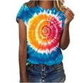 thumbnail image 2 of VBTAPA Womens Summer Tops Tie Dye Short Sleeve Round Neck T Shirts Casual Loose fit Blouses Sales of the Day Multicolor XXL, 2 of 5