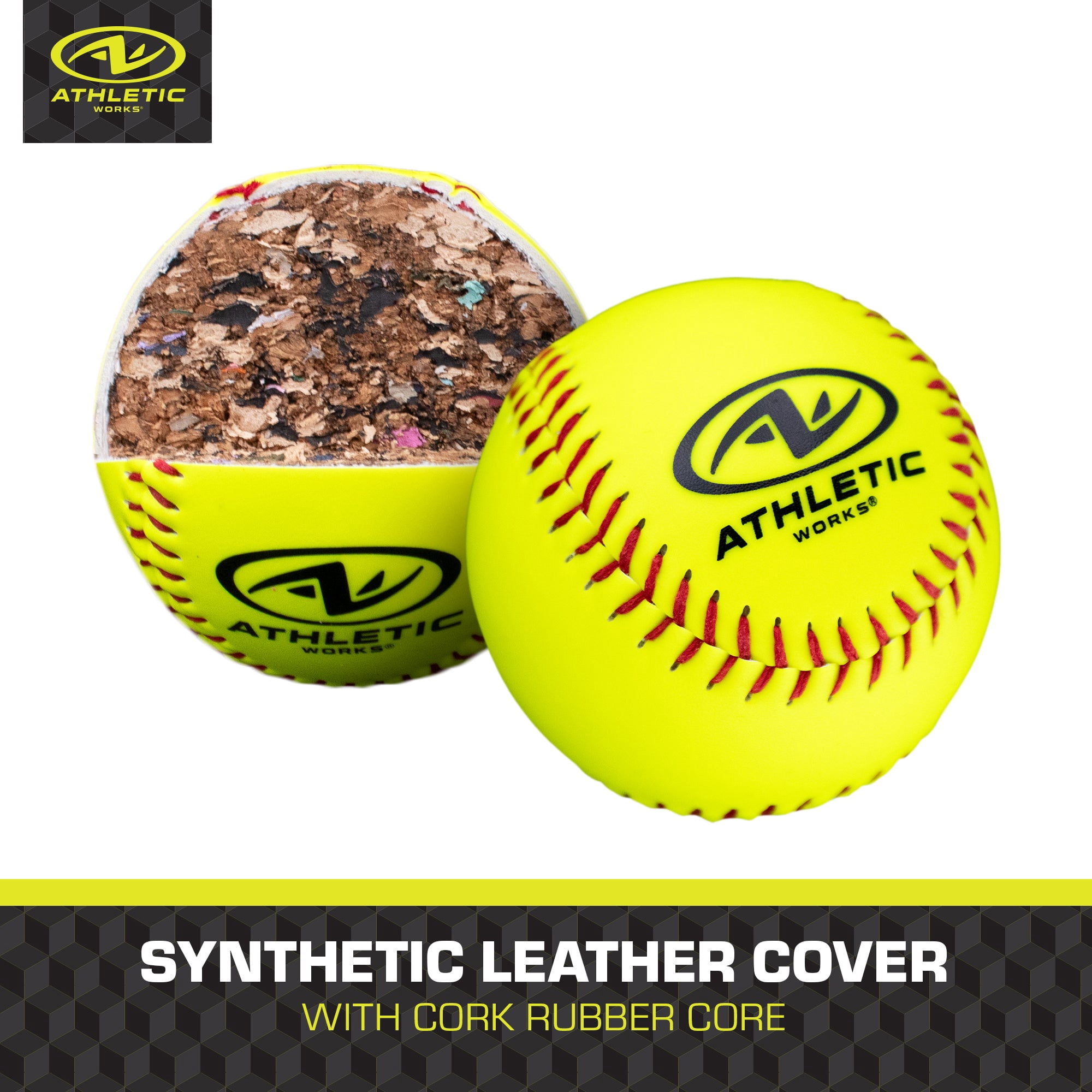 Athletic Works 11-inch Fastpitch Leather Softballs - 1 Dozen Bucket