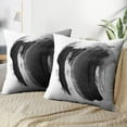 thumbnail image 4 of LALILO Throw Pillow Covers Ink Marble Black Stroke White Ink Brush Stroke Japanese Splatter Smear Art Wash Acrylic Set of 2 Square 18 x 18 Inch Pillowcase, 4 of 5