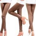 thumbnail image 2 of Faux Tights Stretchy Joint Leggings Pants Slim Pencil Pants Skinny Pants - Size XL (Brown), 2 of 4
