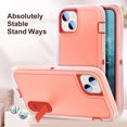thumbnail image 3 of ELEHOLD for iPhone 15 Rugged Protective Case Multi Layer Shockproof Hidden Kickstand Hybrid Silicone Hard PC Cover for iPhone 15,Clear+Orange, 3 of 8