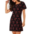 thumbnail image 2 of Balery Red Snake Pattern Womens Short Sleeve Sleepshirt Scoopneck Cute Nightdress Comfy Nightgown Loungewear Dress, 2 of 6