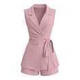 thumbnail image 5 of Likimi Womens Two Piece Set Solid Color Sleeveless V Neck Summer Vest With Shorts Fashion Comfort Outfit Set Pink Size S, 5 of 6