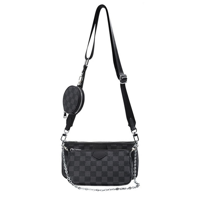 LUXUR 3-in-1 Checkered Crossbody Bag For Women's-PU Vegan Leather Cross  Body Bag-Fashion Checkered Shoulder Satchel Handbag with Coin Purse White