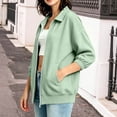 thumbnail image 2 of Enjoytime Sweatshirt for Women Collared 3/4 Sleeve Solid Color Zip Up Jacket Fall Fashion Casual Lightweight Sweatshirts, 2 of 5