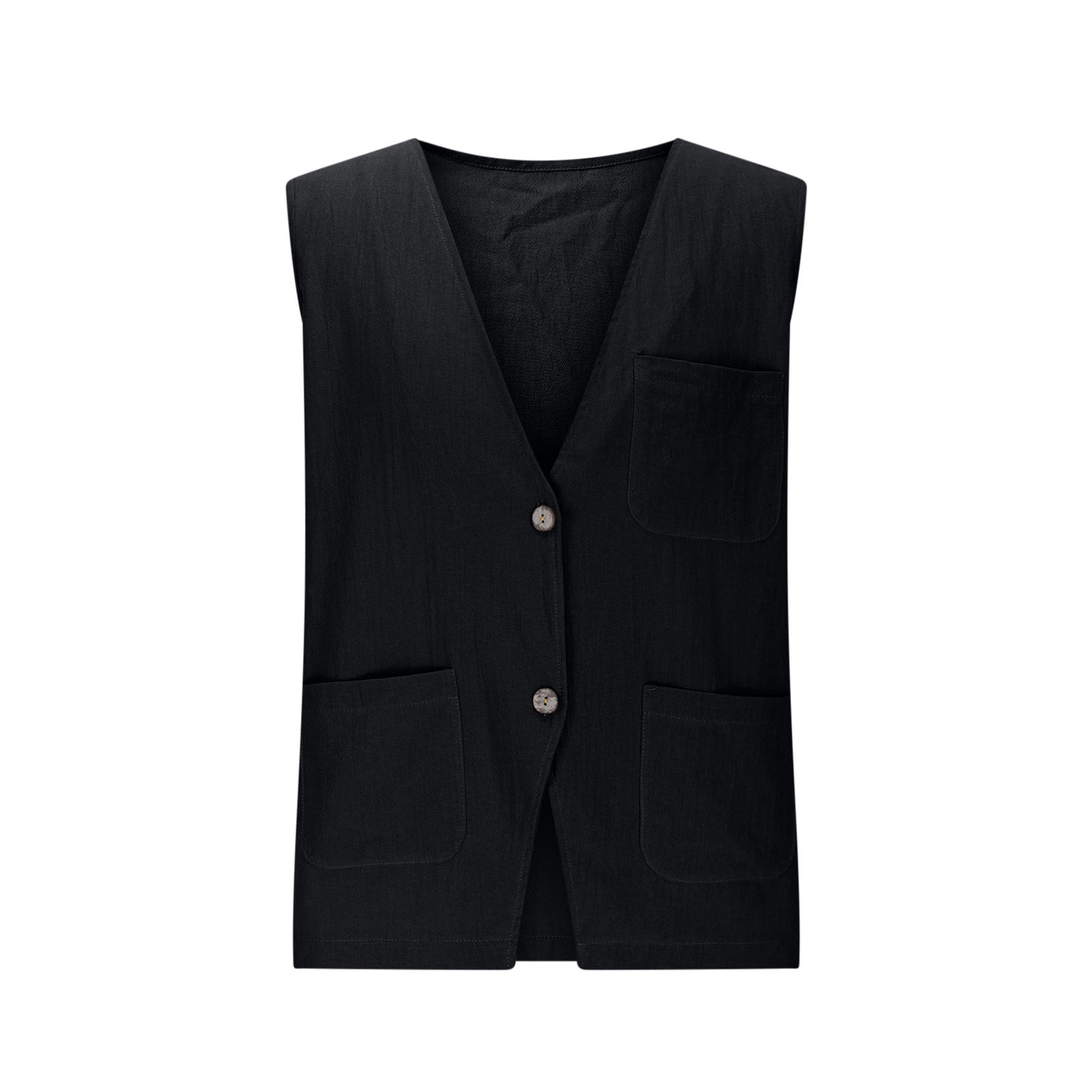 VBTAPA Men's Suit Vest Summer Linen Shirt Deep V Neck Waistcoat