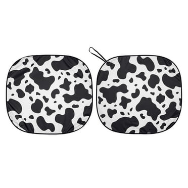 Auto Drive Automotive Universal Fit Cow Print Twist Sunshade 2 Counts, 28 x 31.5 inches