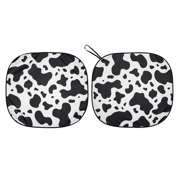 Auto Drive  Universal Fit Cow Print Twist Sunshade 2 pieces, 28 x 31.5 inches