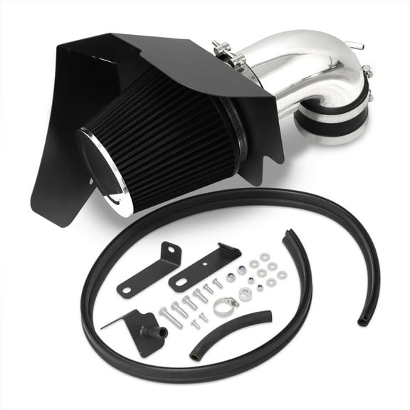 AJP Distributors Cold Air Short Ram Intake CAI SRI Induction System Polish Aluminum Piping Kit   Heat Shield Filter Compatible/Replacement For Cadillac CTS-V 6.2L V8 2009 2010 2011 2012 2013 2014 2015