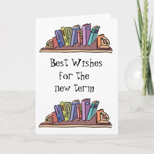 Best Wishes for the New Term Greeting Card – Cheerful Book Design – Perfect for Students, Teachers, and Academic Motivation