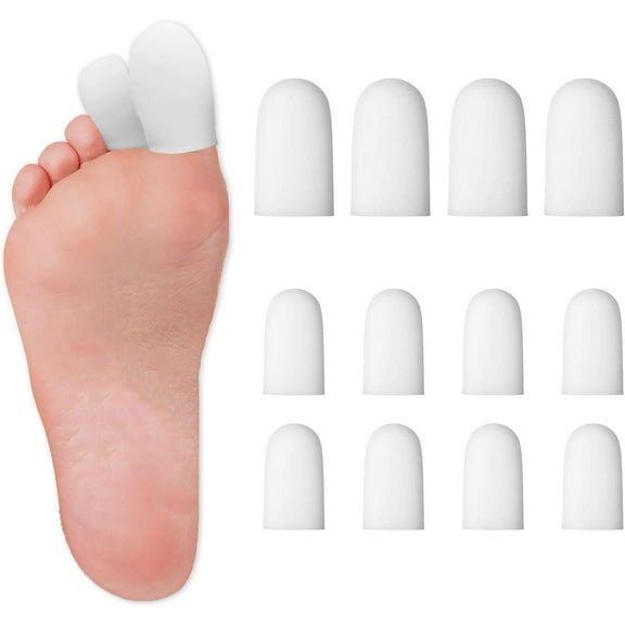 Toe Protectors, 12 Count Silicone Toe Caps for Shoes, Big Gel Boot Toe Protectors for Women Men Prevent Pain Relief for Corns, Callus Blisters Ingrown Toenails 4PCS Large Size 8PCS Medium Size