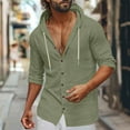 thumbnail image 2 of Hoodies for Men Button Down Hoodie Linen-Like Vintage Sweatshirt Fall Fashion Jacket Solid Color Thin Tops S, 2 of 6