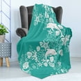 thumbnail image 4 of Sea Animals Soft Flannel Fleece Throw Blanket, Dolphins Flowers Sea Floral Pattern Starfish Coral Seashell Composition, Cozy Plush for Indoor and Outdoor Use, 50" x 60", Sea Green White, by Ambesonne, 4 of 5
