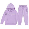thumbnail image 3 of CONZONE Little Boys Outfits 2 Piece Letter Graphic Long Sleeve Hoodies Pants Set Cozy Fall Winter Clothes for Kids, 3 of 5