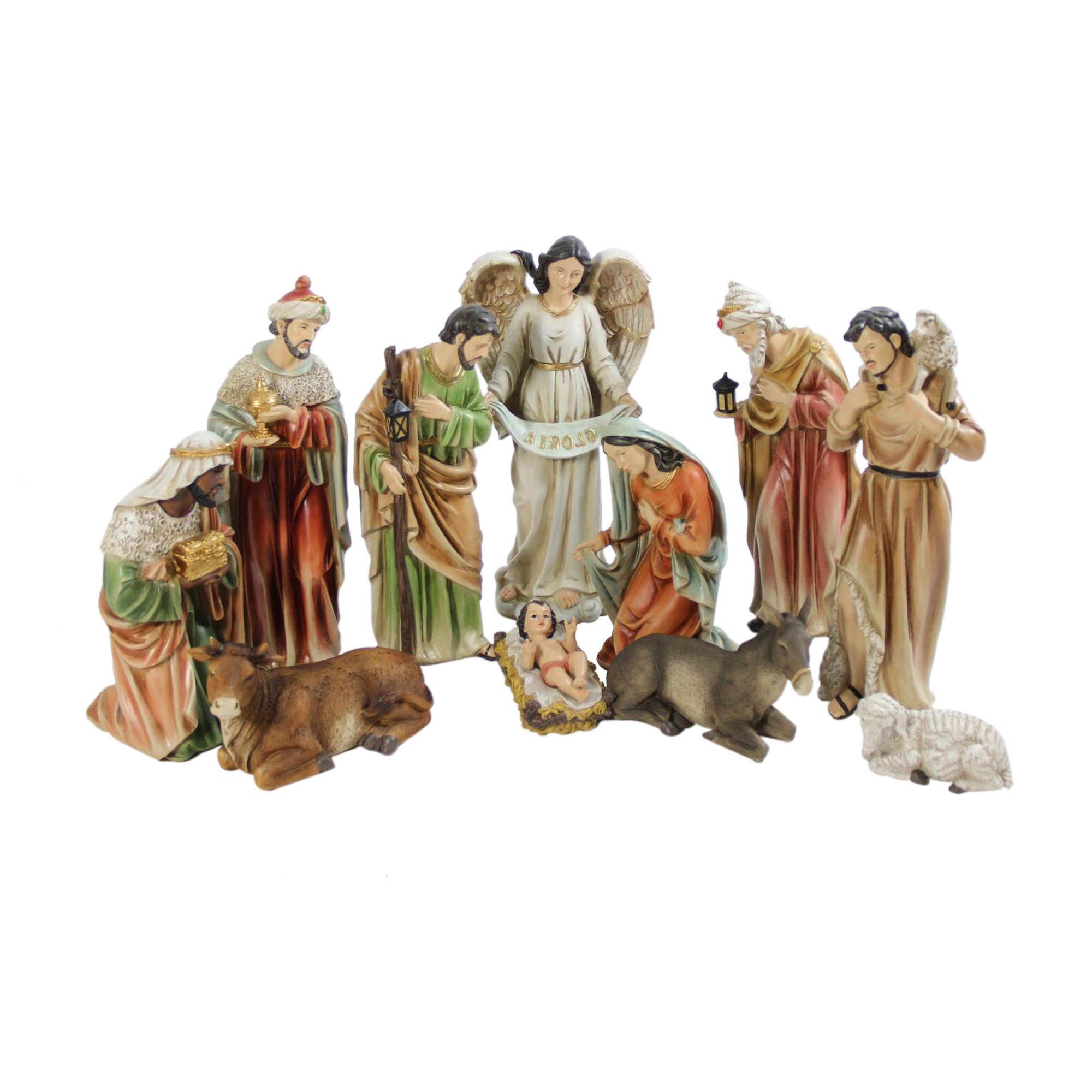 11pc Vibrantly Colored Traditional Religious Christmas Nativity 