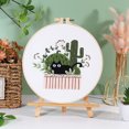 thumbnail image 2 of Handmade Embroidery Set Holiday Cat Handmade Embroidery Diy Material Package Flower Cactus Green, 2 of 7