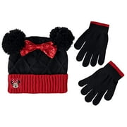 Beanie Cap - Disney - Minnie Mouse - Knitted Black/Red Glove Set