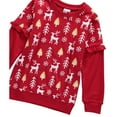 thumbnail image 2 of Cyndeelee Girls Long Sleeve Pullover Christmas Sweater Crewneck Holiday Sweater Shirt (Red Reindeer, 5/6), 2 of 5