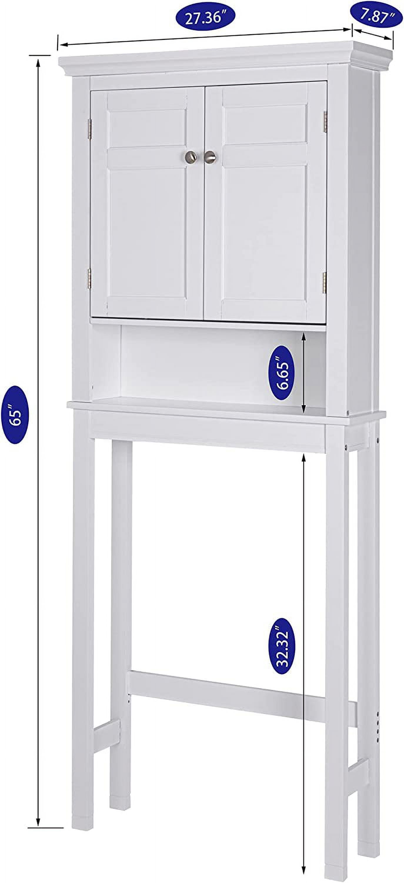 Spirich Over-the-Toilet Storage Cabinet with Adjustable Shelf, Space-Saving Bathroom Organizer, White