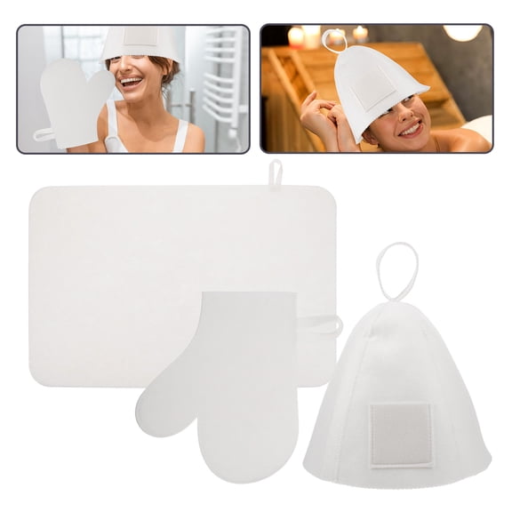 OUNONA White Felt Sauna Accessories Set for Relaxation - Complete Sauna Supplies Kit for Home and Use