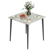 Wisfor Sintered Stone Dining Table Kitchen Dinette Table ,Sturdy Metal Legs,31.5in,White&Emerald