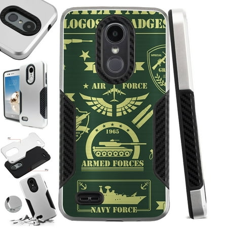 Logo Slim Sets - For LG Q7 (2018) | LG Q7 Plus (2018) Case Hybrid TPU Carbon Slim Guard Phone Cover (Military Logo)