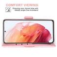 thumbnail image 2 of Compatible with Samsung Galaxy S21 Wallet Case Wrist Strap Leather Flip Cover Card Holder Stand Phone Cases Cell for Glaxay S21 Women Men - Pink, 2 of 4