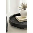 thumbnail image 3 of Kate and Laurel Planche Decorative Footed Woven Rattan Round Tray with Solid Wood Frame, 16 Inch Diameter, Black, Modern Circle Wood Serving Tray for Living Room or Entryway Decor, 3 of 9
