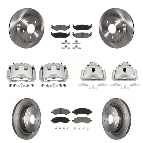 CMX Front Rear Disc Brake Caliper Rotors and Ceramic Pads Kit (10Pc) for Car Ram 1500 Classic Dodge KC8-101141C