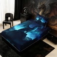 thumbnail image 5 of Erosebridal Celestial Starry Dragon Twin Sheet Sets for Boys and Girls, Teal Blue Fantasy Bedding, 3-Piece, 1 Flat Sheet, 1 Fitted Sheet and 1 Pillowcase, 5 of 6
