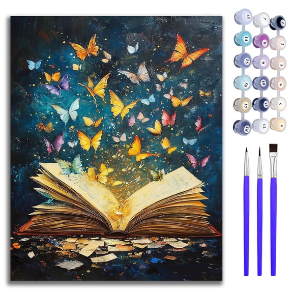 Mosaflare Paint by Numbers Kit for Beginners-Butterfly,DIY Craft for Adults,Gift Home Wall Decor 16x20 Inch Oil Painting Kits