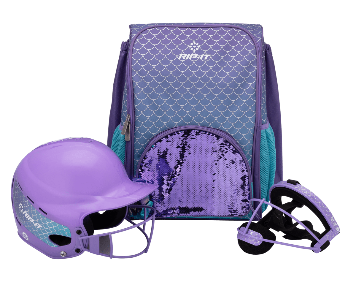 RIP-IT Girls Play Ball T-Ball Softball Batting Helmet - Ombre Mermaid - Lavender