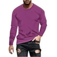 thumbnail image 2 of BADHUB Mens Long Sleeve Shirts Casual Stretch Comfy Crewneck Pullover Basic Big and Tall Workout Tops Purple M, 2 of 5