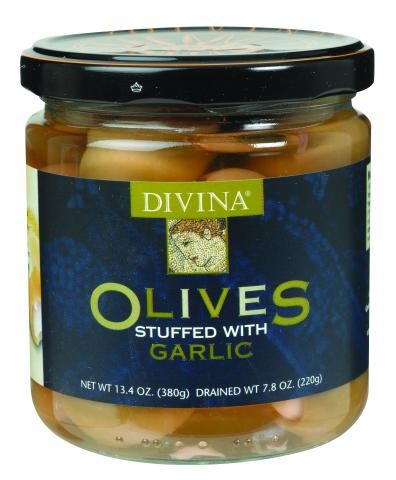 Divina Green Stuffed with Garlic Olives 7.8 Ounce by Divina