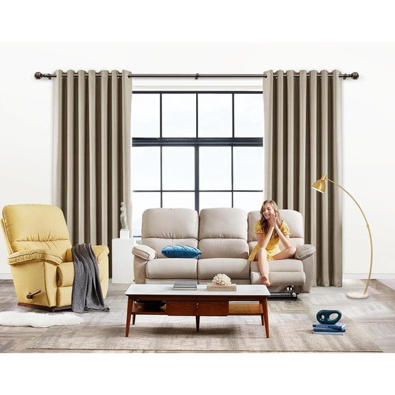 Curtain Rods 2 Pack 66 to 120 Inch, Curtain Rods for Windows, 3/4 Inch Single Drapery Rod with Netted Finials, Antique Bronze