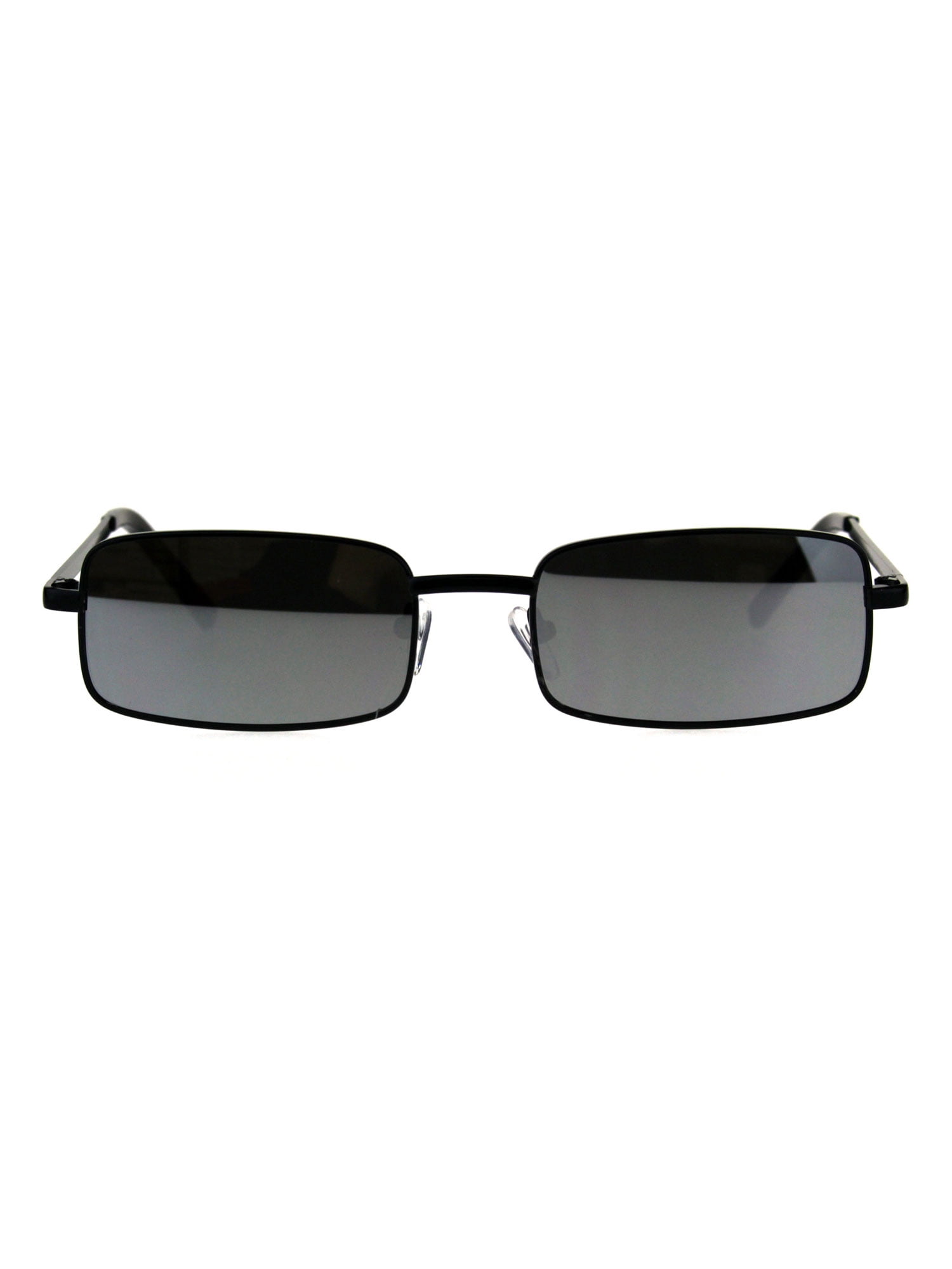 Mens Retro Vintage Narrow Rectangular OG Mirror Lens Sunglasses Black