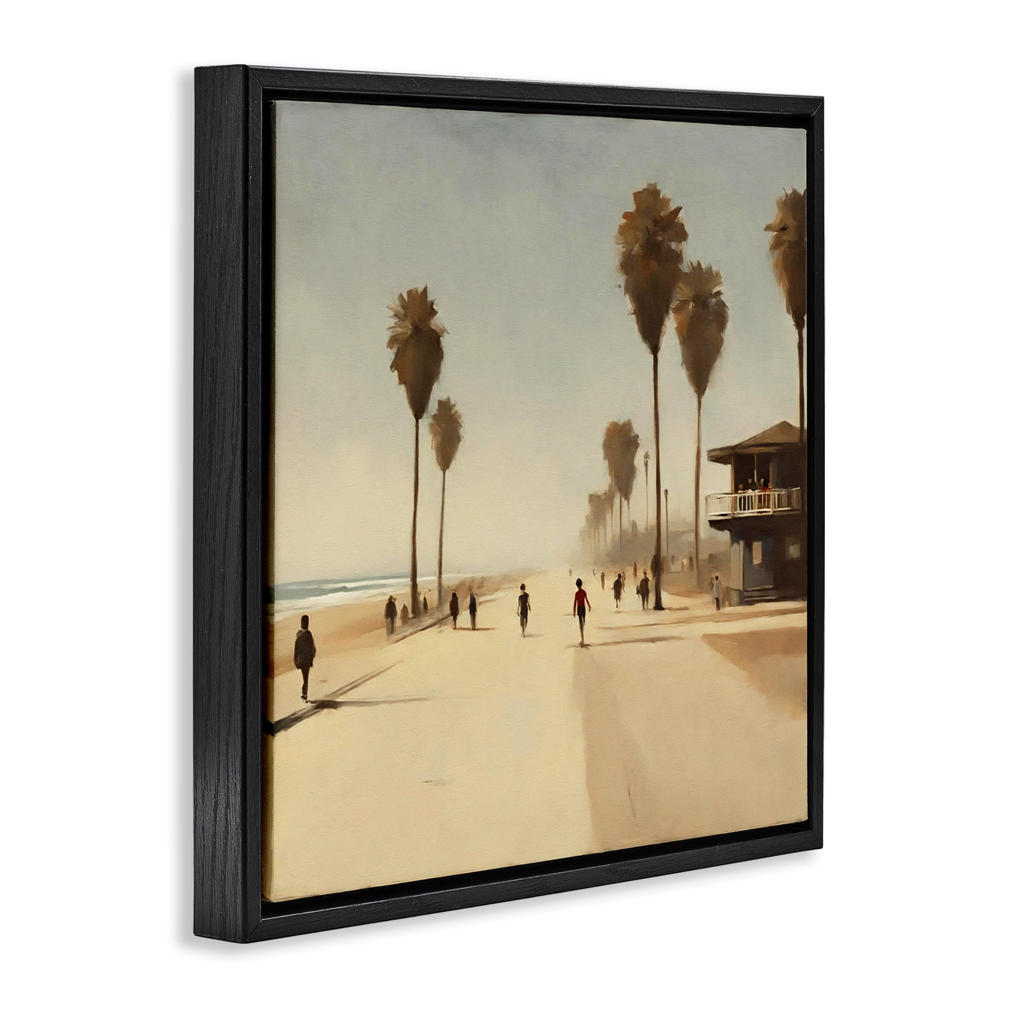 Stupell Industries Tropical Beachside Track Landscape & Nature Painting Black Floater Framed Canvas Art Print Wall Art, 25 x 25