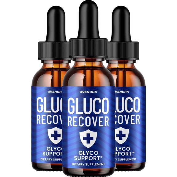 Gluco Recover Liquid Drops – GlucoRecover Extra Strength Natural Blend Healthy Organic Support, 3 Pack, 3 Month Supply