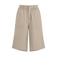 thumbnail image 2 of TaTaai Summer Shorts Breathable Soft Women Loose Fit Knee Length Capris Solid Color Side Slit Pockets Elastic Waist For Home Daily Casual Beach Gift, 2 of 6