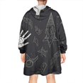 thumbnail image 2 of Wearable Oversized Blanket,Black White Gothic Hand Skull Pattern Wearable Blanket Hoodie for Adults,Cozy Hooded Blankets with Super Pockets,Super Warm Fuzzy Pullover for Women & Men, 2 of 6