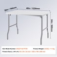 thumbnail image 6 of KFFKFF Commercial Folding Work Table Workstation, 48 x 30" Heavy-Duty Stainless-Steel Kitchen Prep Table with 300 lbs Load, for Kitchen, 6 of 8