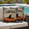 thumbnail image 4 of Happy Halloween Outdoor Waterproof Pillow Covers, Spooky Pumpkins Horror Bat Brown Decorative Square Throw Pillowcase Sofa Cushion Sham for Patio/Couch/Chair, 20"x20" 2 Pack, 4 of 8