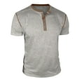 thumbnail image 2 of Handshe Men's Short Sleeve Henley Shirt, Solid and Color Block Design for Everyday Wear, 2 of 6