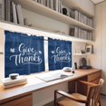 thumbnail image 3 of Thanksgiving Give Thanks 2 Panel Kitchen Curtains for Small Windows, Fall Maple Leaves Indigo Blue Bathroom Tier Curtain, Short Window Treatment for Bedroom/Living Room 55"x24", 3 of 8