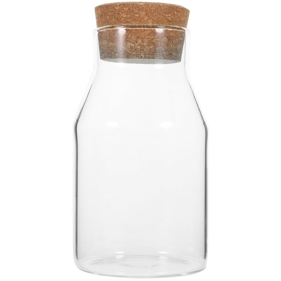 Transparent Glass Sealed Jar Household Storage Bottle Portable Cork Stopper (600ml) Flour Canister Candy Kitchen Assecories Faicet Containers with